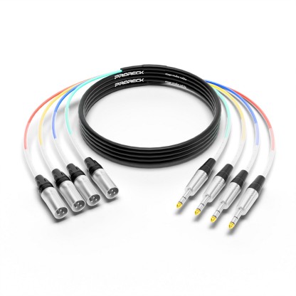 PRORECK PR-TRS/XLR-4*15M | TRS to XLR(Male) Cable 15ft 4 Channel | Speaker Cable
