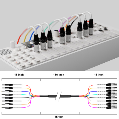 PRORECK PR-TRS/XLR-8*20M | TRS to XLR(Male) Cable 20ft 8 Channel | Speaker Cable