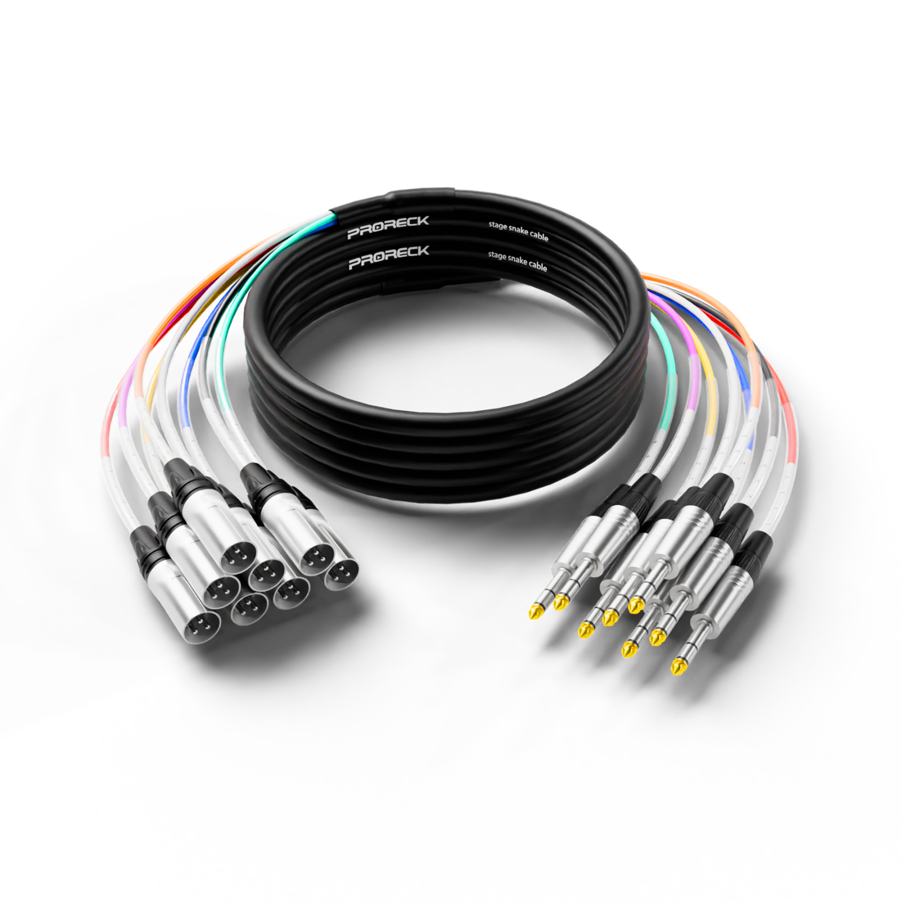 PRORECK PR-TRS/XLR-8*20M | TRS to XLR(Male) Cable 20ft 8 Channel | Speaker Cable