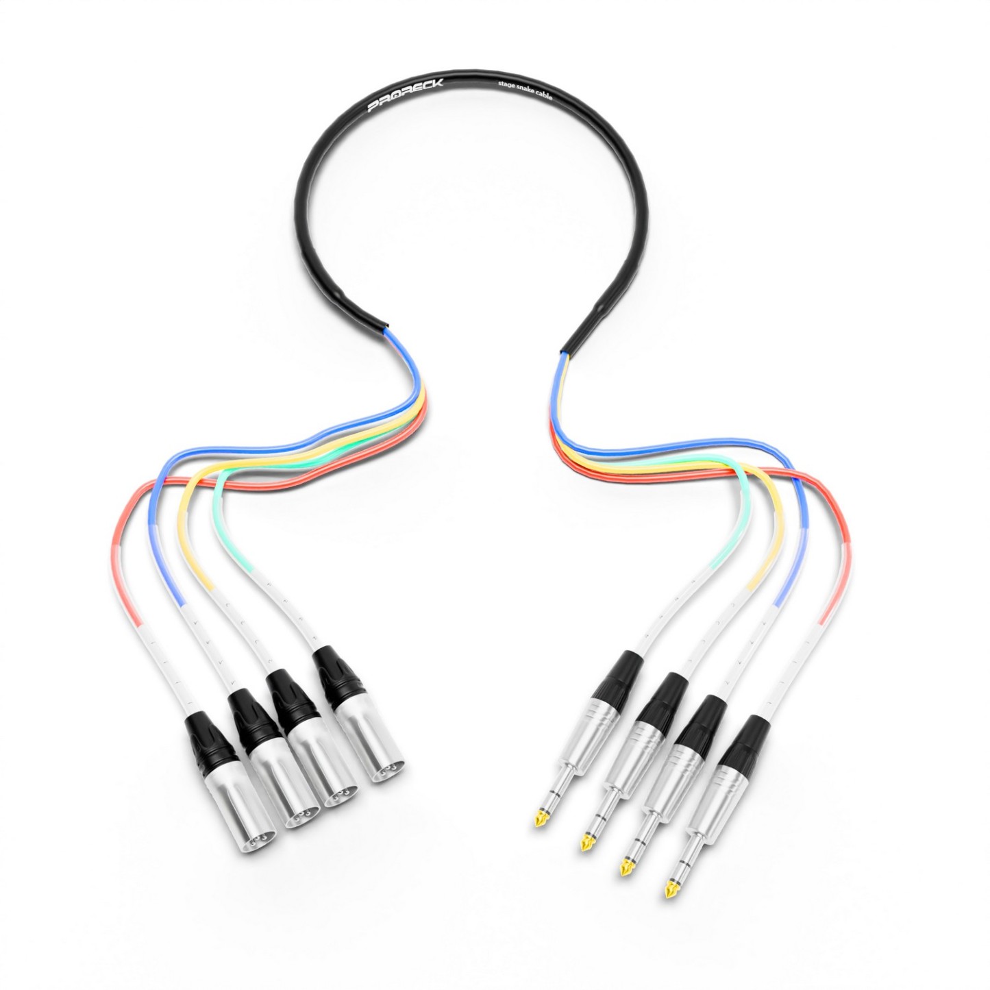 PRORECK PR-TRS/XLR-4*3M | TRS to XLR(Male) Cable 3ft 4 Channel | Speaker Cable