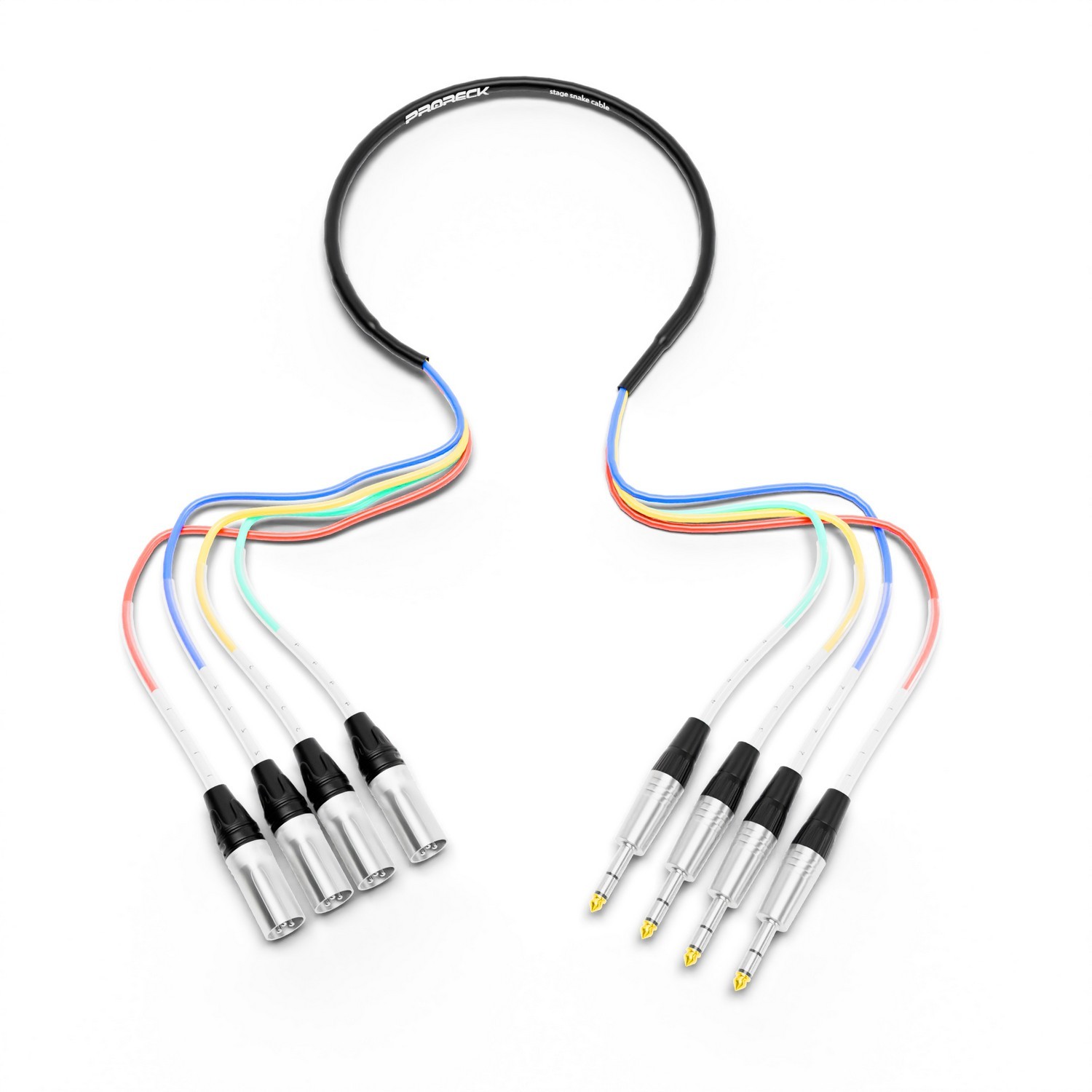 PRORECK PR-TRS/XLR-4*3M | TRS to XLR(Male) Cable 3ft 4 Channel | Speaker Cable