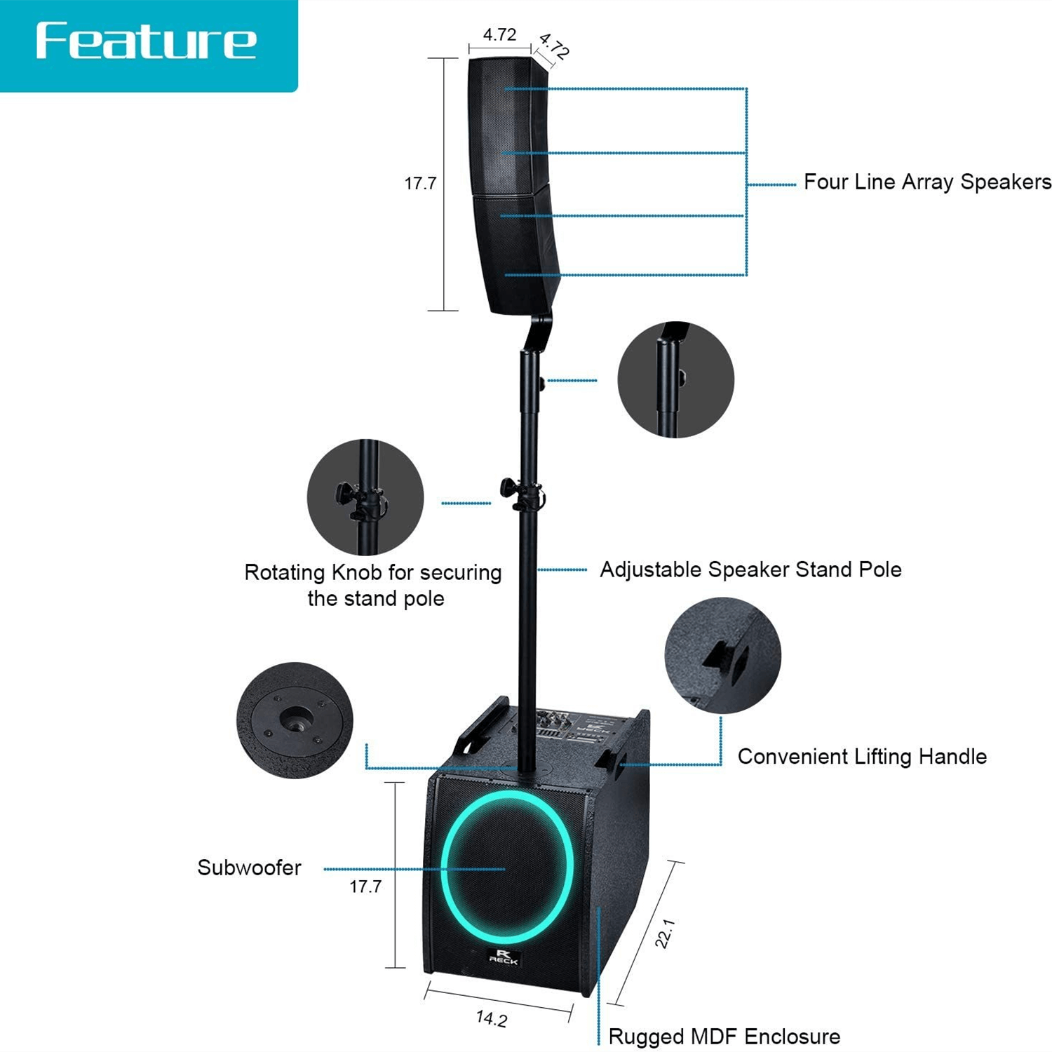 PRORECK Club 3200 | PA Speaker System Combo Set|Bluetooth-PRORECK CLUB-3200 Dual 12''SUBS