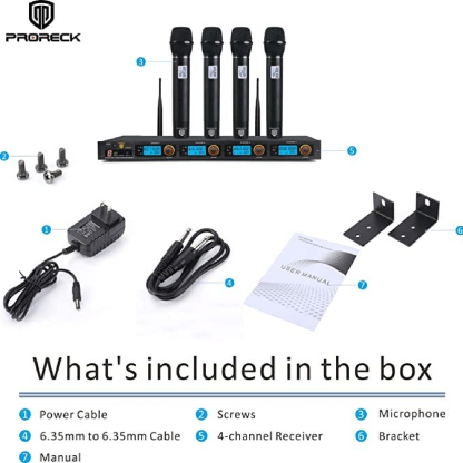 PRORECK MX44 | Wireless Microphone System|Handheld Wireless Vocal Karaoke Machine