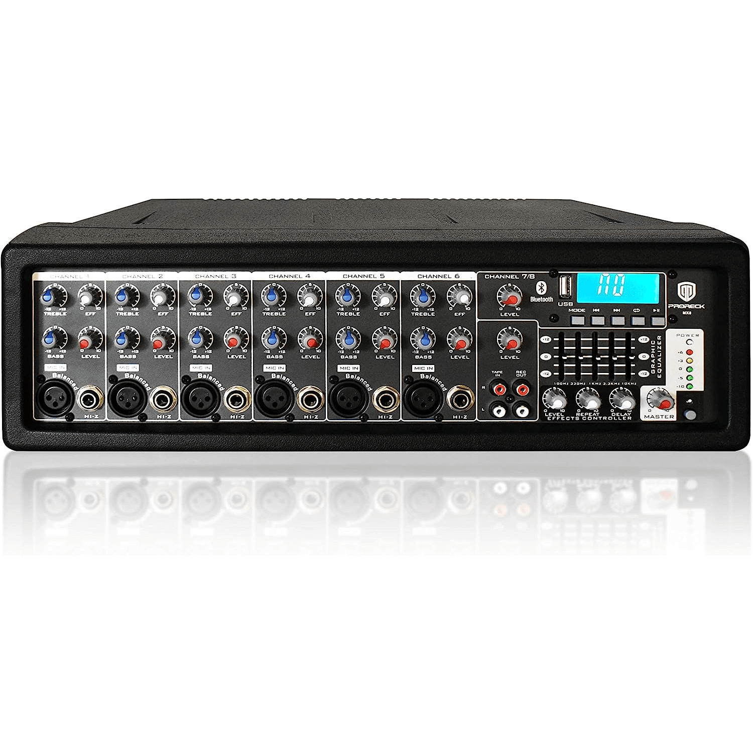 PRORECK MX8 | Audio Mixer 8 Channel|Compact audio mixer with usb/bluetooth