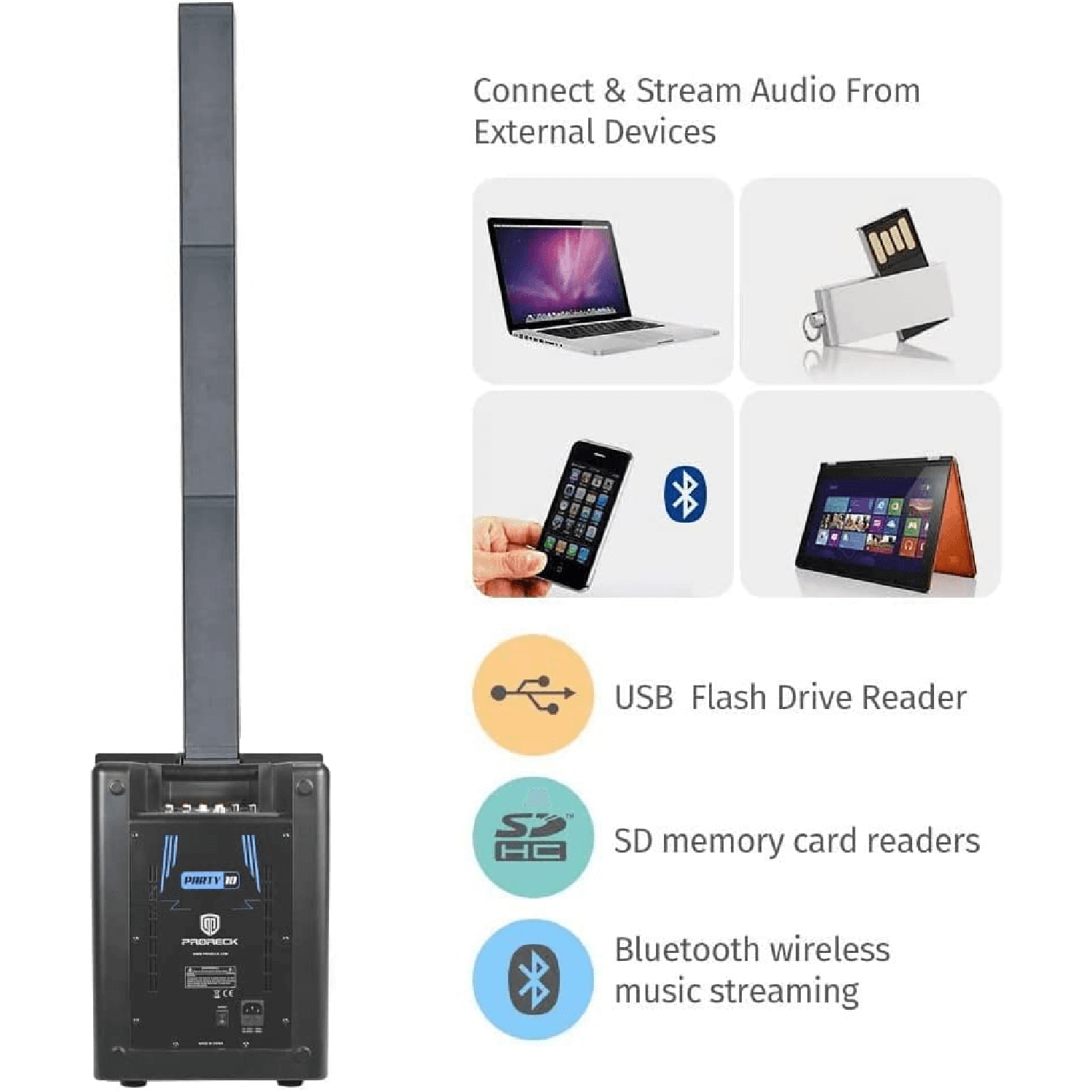 PRORECK Party10 | Column Speaker Bluetooth For DJ