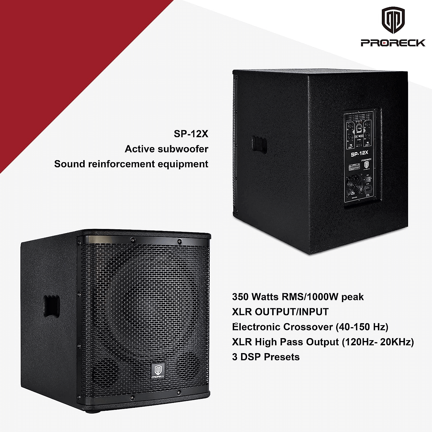 PRORECK SP-12X | 12 inch Powered Bass Subwoofer Cabinet