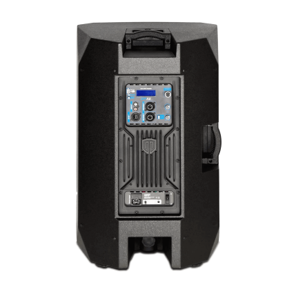 Rear panel of PRORECK SP15 showing XLR, DSP controls, and Bluetooth 