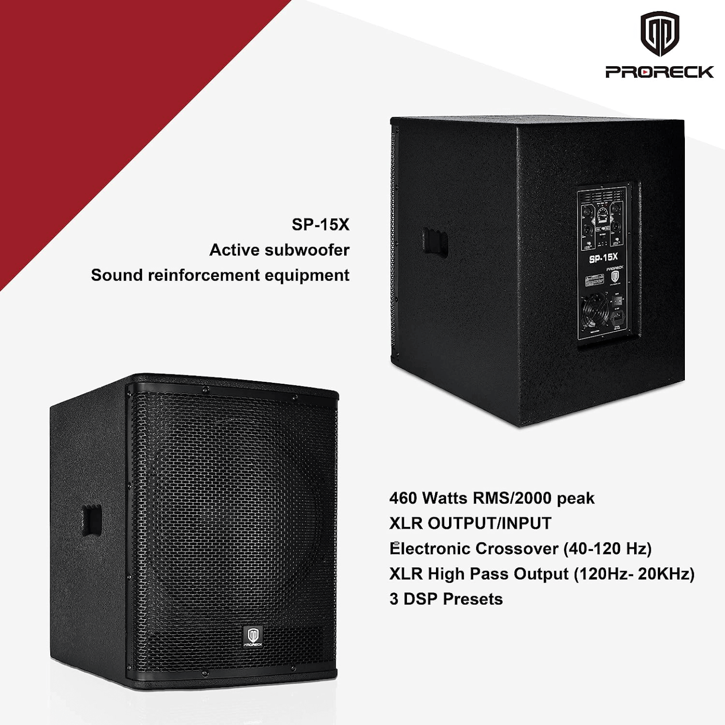 PRORECK SP-15X | 15 inch 1200W Powered Subwoofer Cabinet