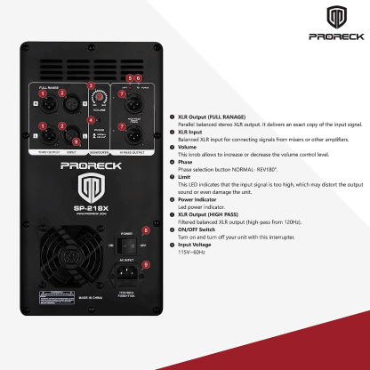 PRORECK SP-218X | Dual 18 Inch Powered Subwoofer|3000W Bass