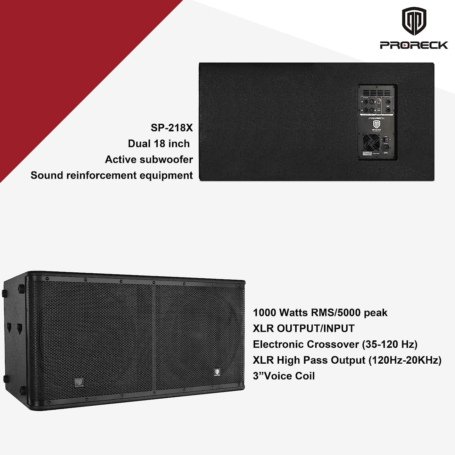 PRORECK SP-218X | Dual 18 Inch Powered Subwoofer|3000W Bass
