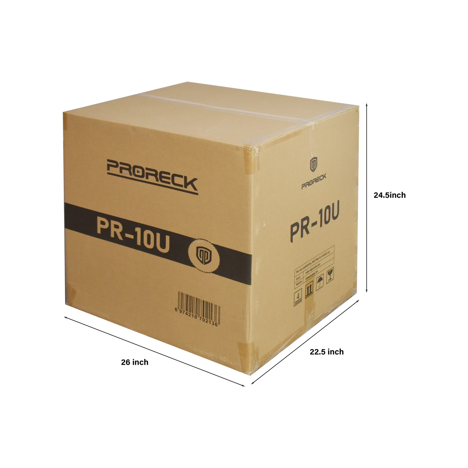 Packaging of PRORECK PR-10U 10U rack case – sturdy shipping box for road case with wheels and DJ equipment protection