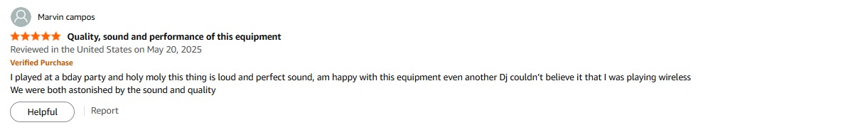 Proreck Club 6000 wireless DJ setup at a birthday party delivering loud, clean sound