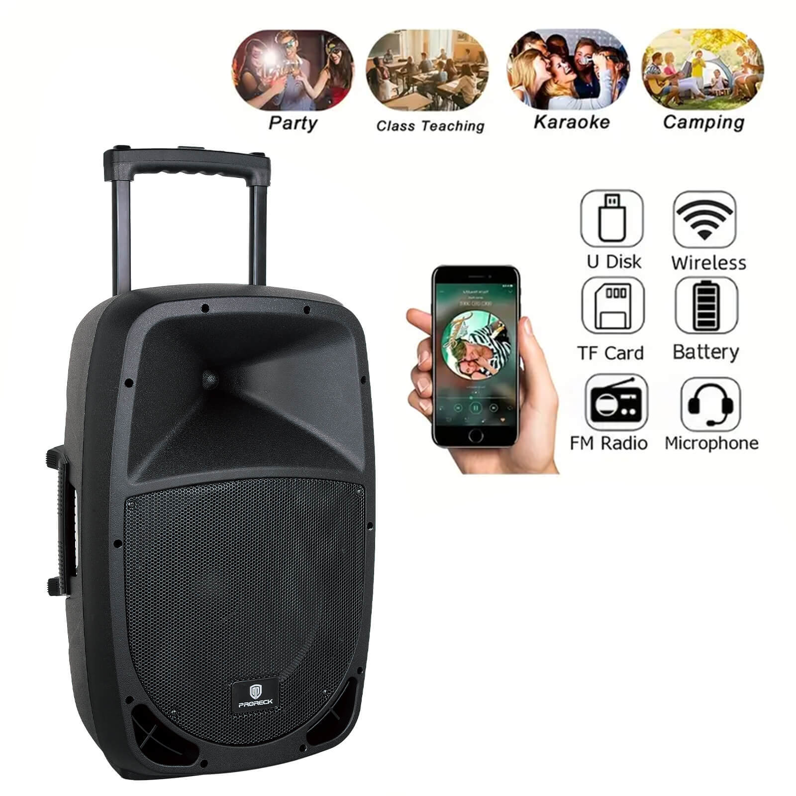 Proreck Freedom 15 - The Ultimate Battery Powered PA System for Karaoke and Outdoor Events