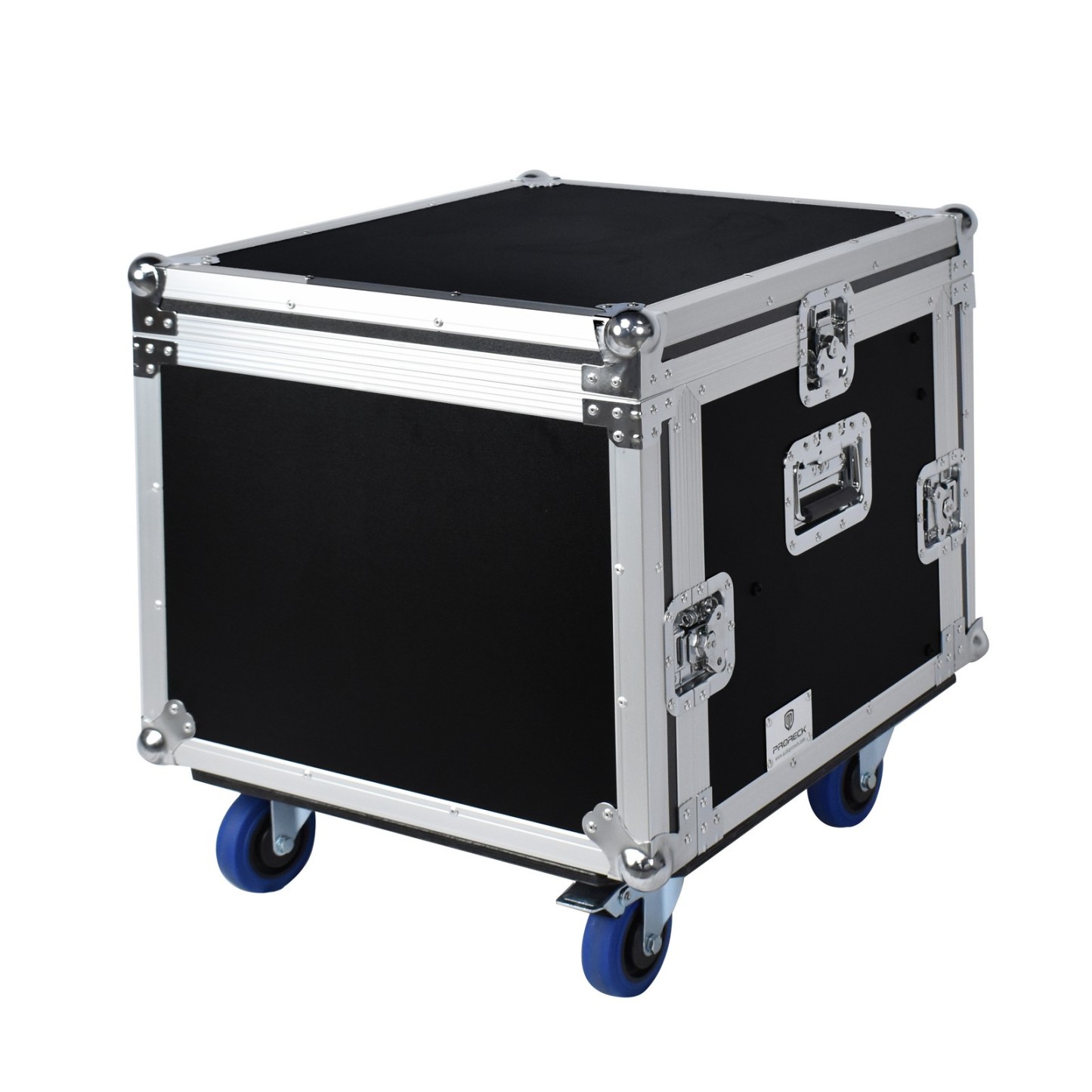 Rear view of PRORECK PR-8U road case with ventilation slots and secure rear panel