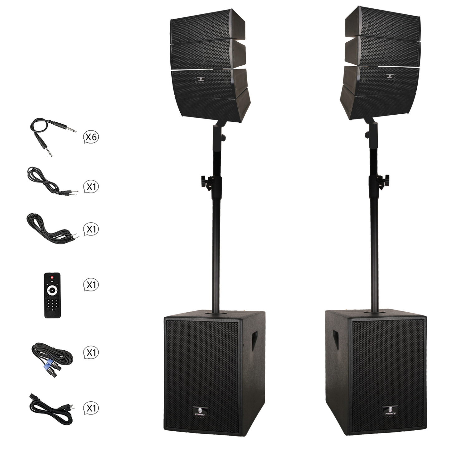 4000W P.M.P.O. PRORECK CLUB 3000 Dual 12" 4000W 2.2 Channel Powered PA Speaker System with Bluetooth – DJ Audio System for Indoor & Outdoor Events