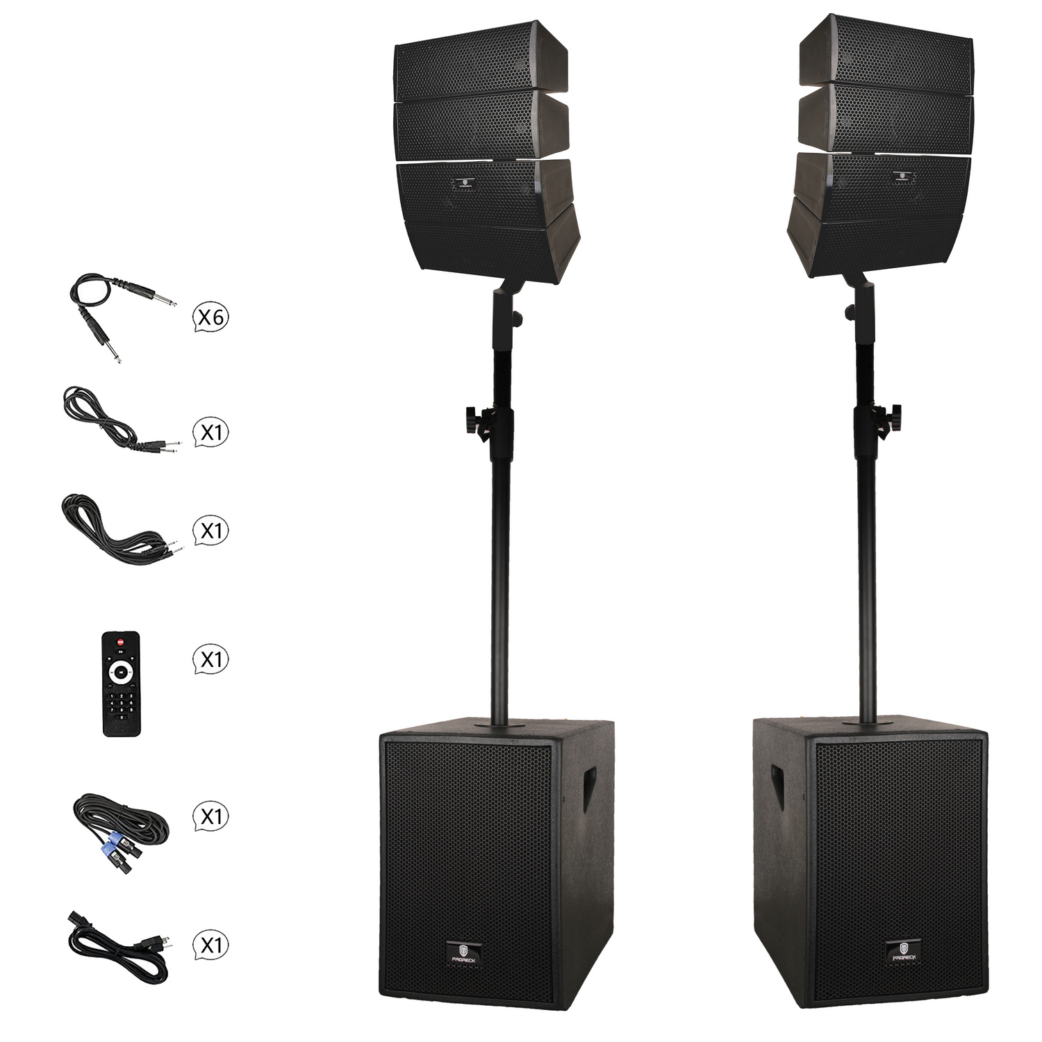 4000W P.M.P.O. PRORECK CLUB 3000 Dual 12" 4000W 2.2 Channel Powered PA Speaker System with Bluetooth – DJ Audio System for Indoor & Outdoor Events