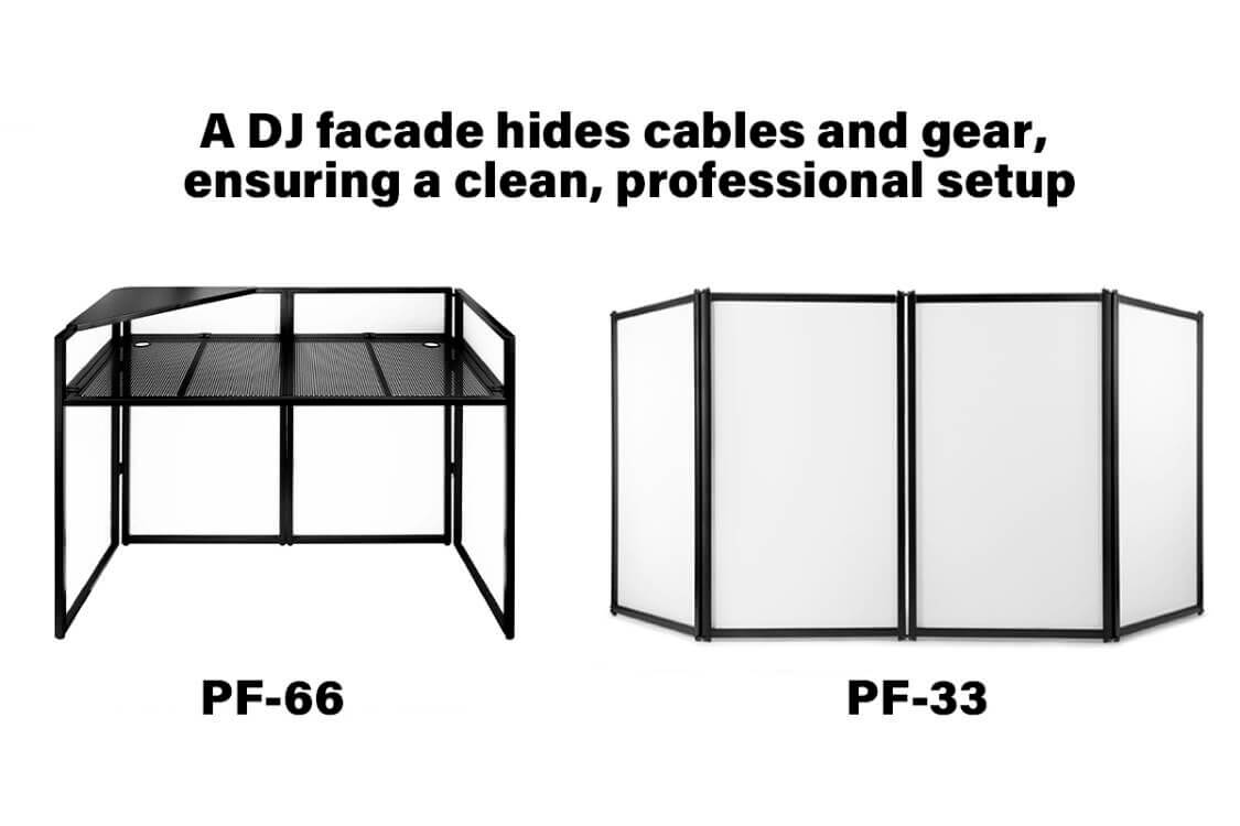 DJ facade helps to hide cables and equipment, making your setup look clean and professional.