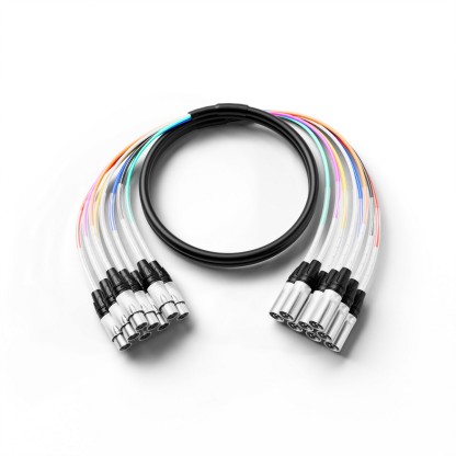 PRORECK 10ft 8-Channel XLR to XLR Cable | PR-XLR/XLR-8*10 |Front view of PRORECK 10ft 8-channel XLR to XLR audio cable showing bundled design and color-coded connectors