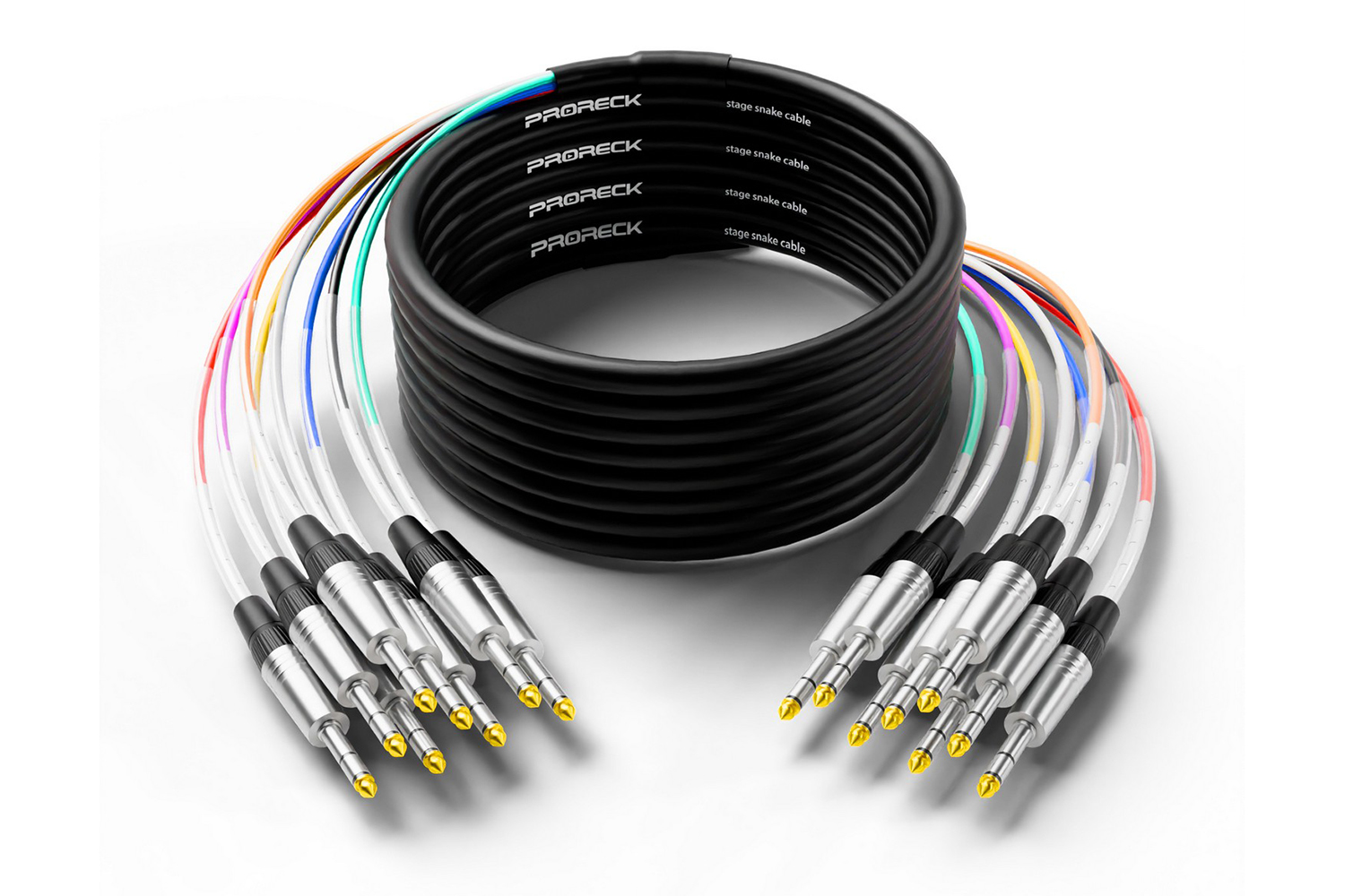 PRORECK 25ft 8-channel TRS audio cable full view