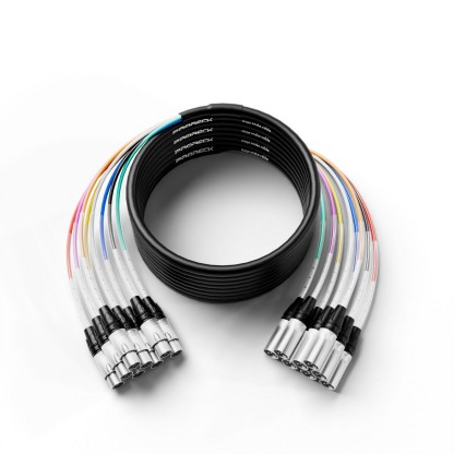 PRORECK 25ft XLR to XLR cable full view – 8-channel balanced audio cable
