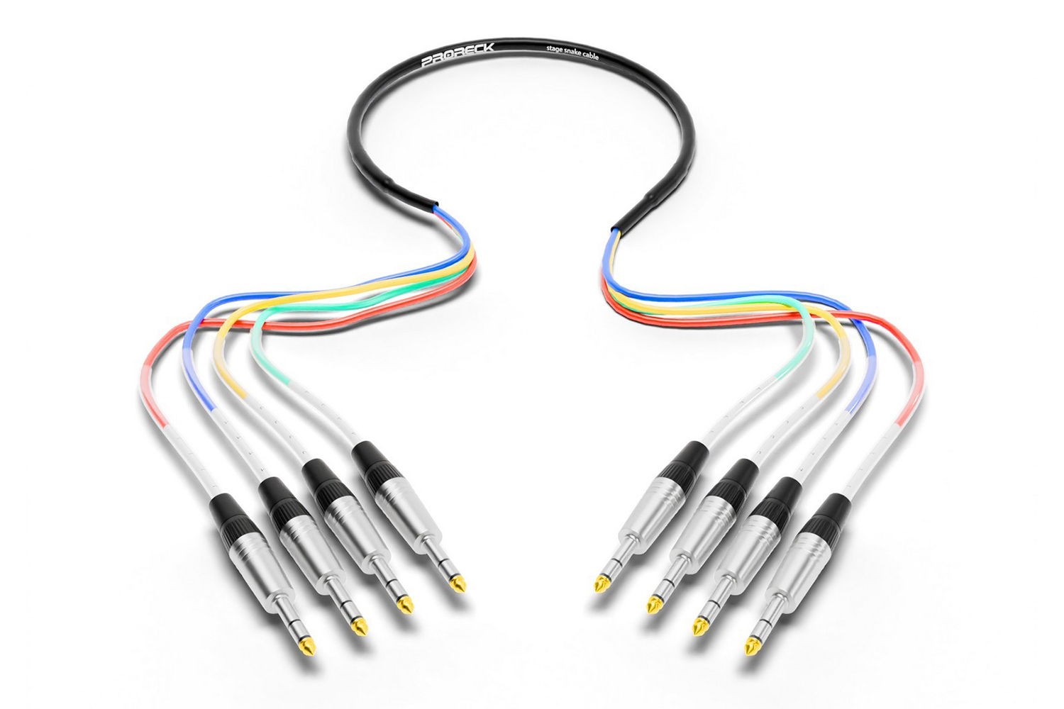 Close-up of PRORECK 3ft TRS to TRS Audio Cable with 1/4 inch Connectors