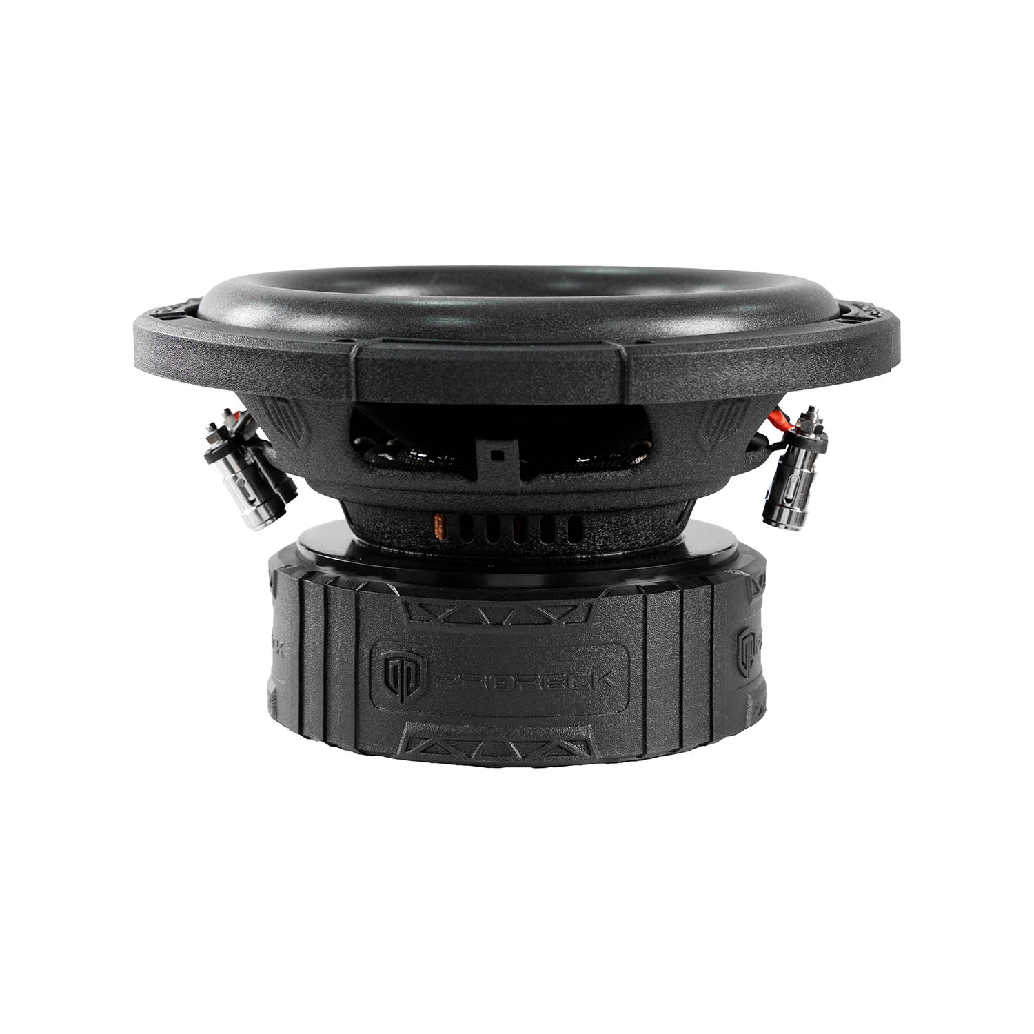 Front view of PRORECK 408 D2 8 inch dual 2 ohm car subwoofer