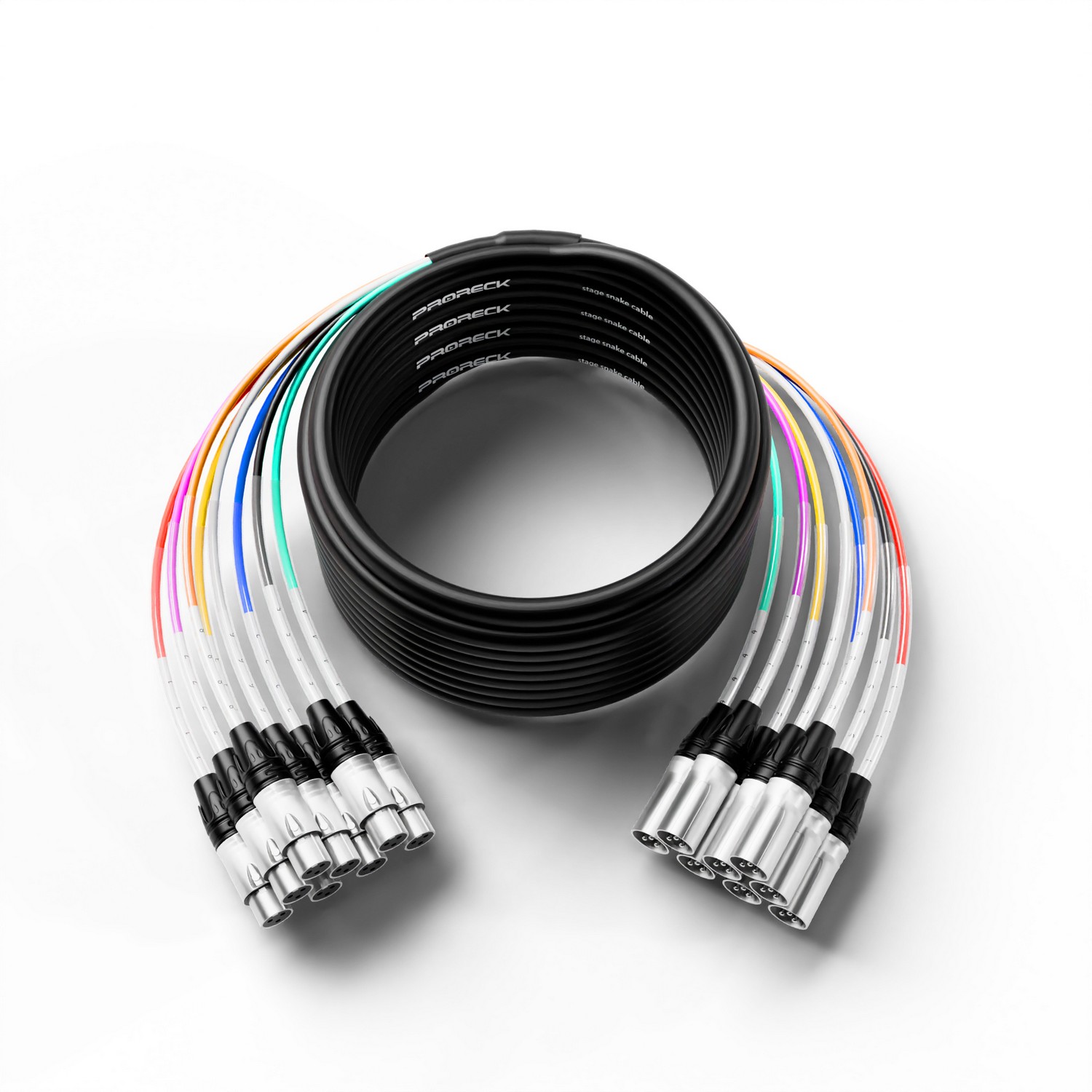 PRORECK 50ft 8-Channel XLR to XLR Audio Cable | PR-XLR/XLR-8*50 | proreck-50ft-xlr-to-xlr-cable-main-view