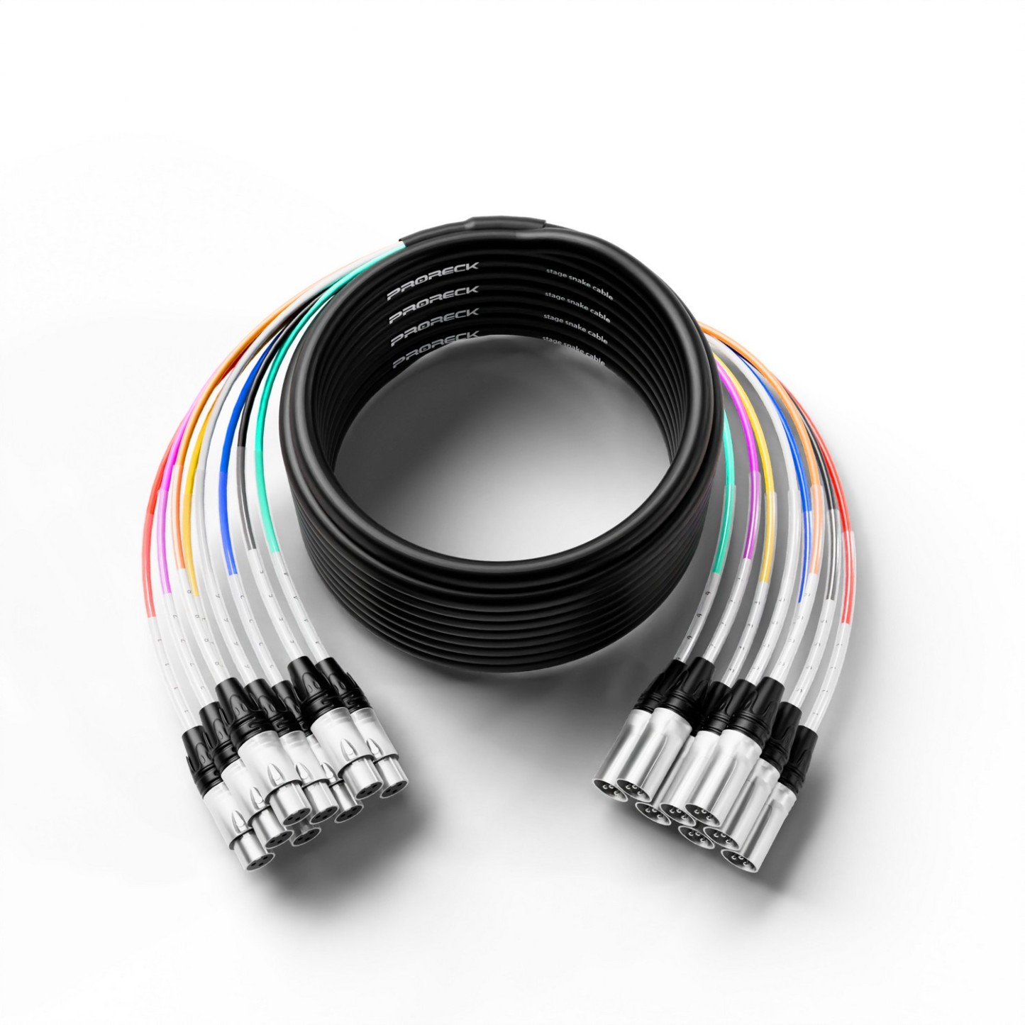 PRORECK 50ft 8-Channel XLR to XLR Audio Cable | PR-XLR/XLR-8*50 | proreck-50ft-xlr-to-xlr-cable-main-view