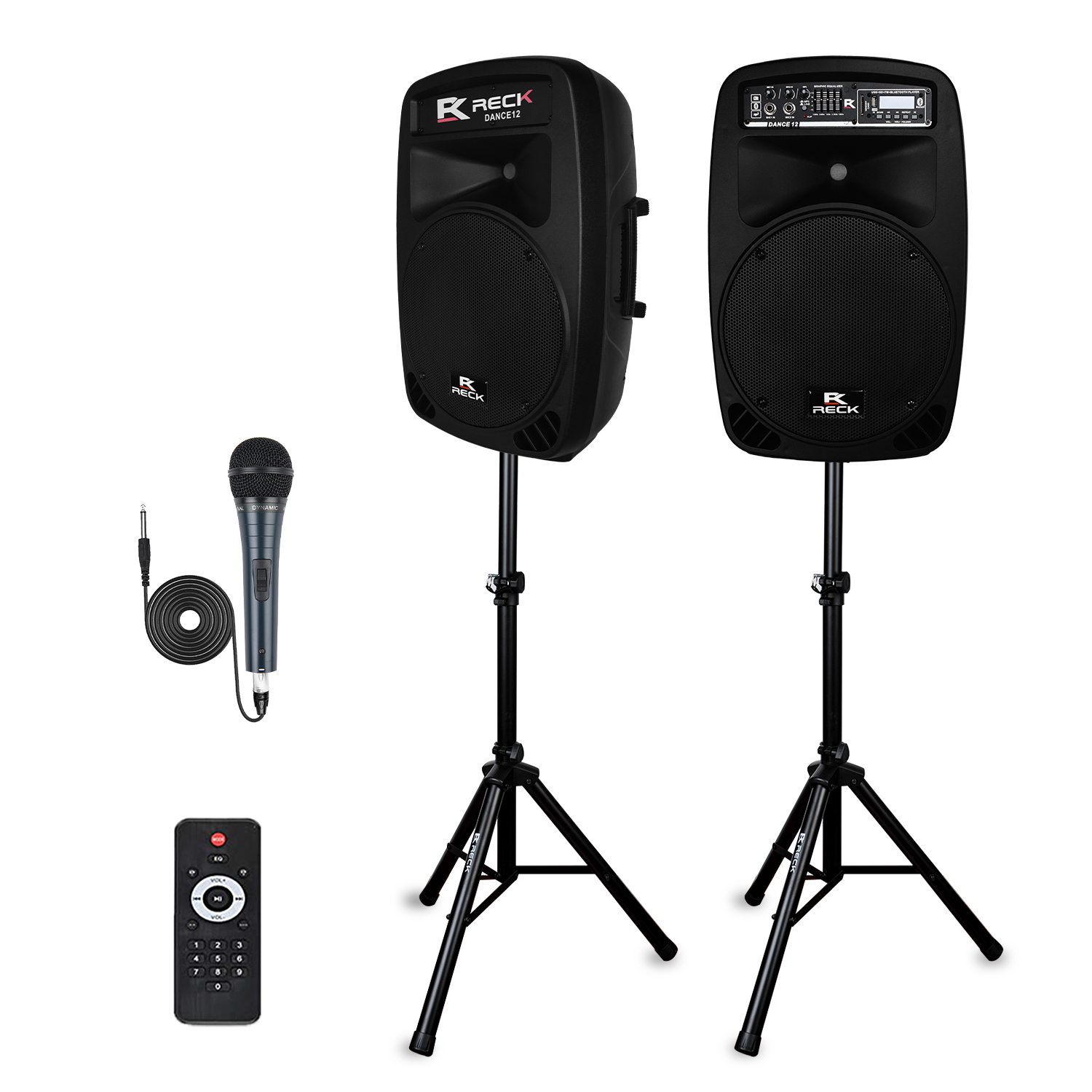 PRORECK Powerful 12-inch DJ speaker with crystal-clear sound, wireless connectivity—perfect for DJs, parties