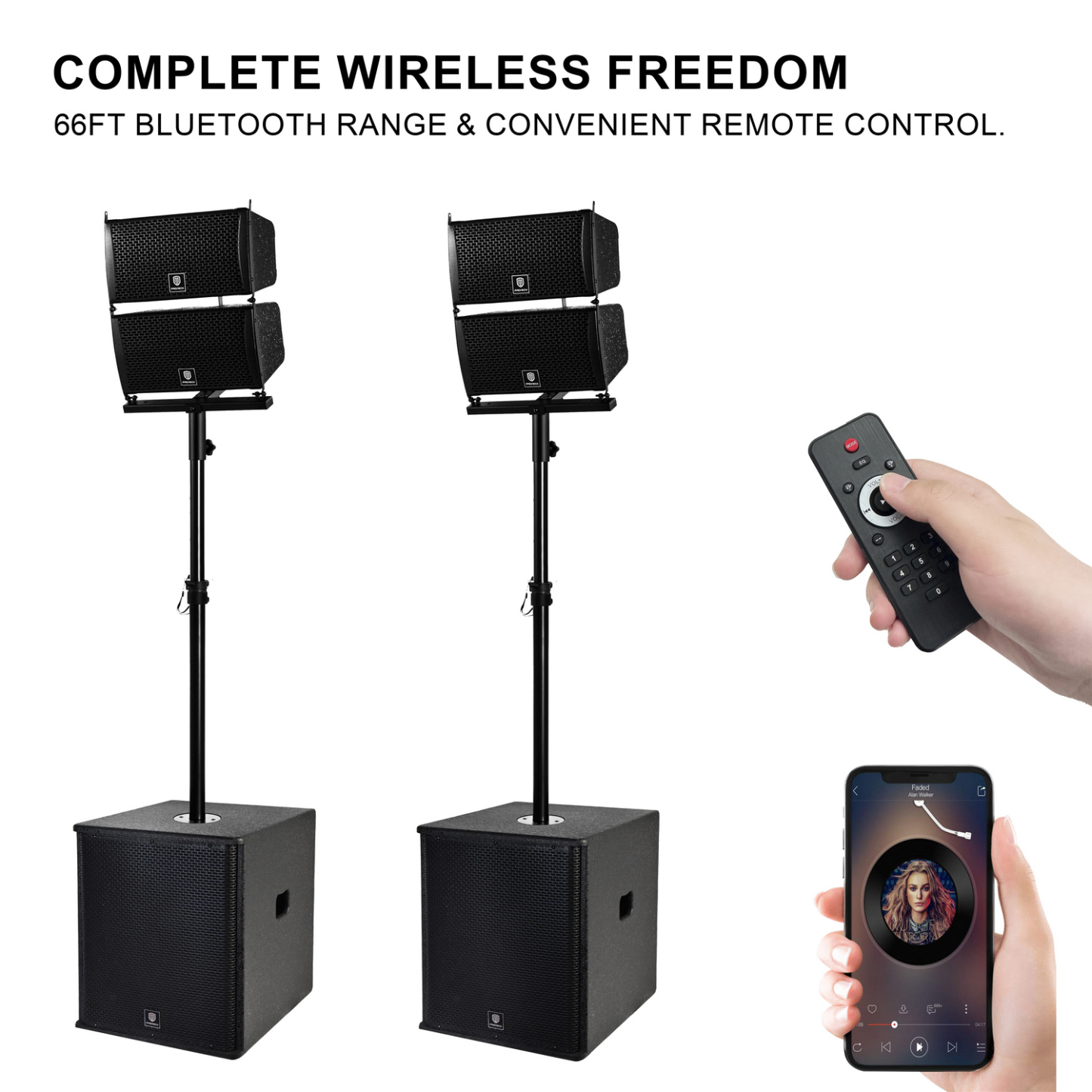 Bluetooth wireless audio connection from a smartphone to the PRORECK Club 6000 PA system