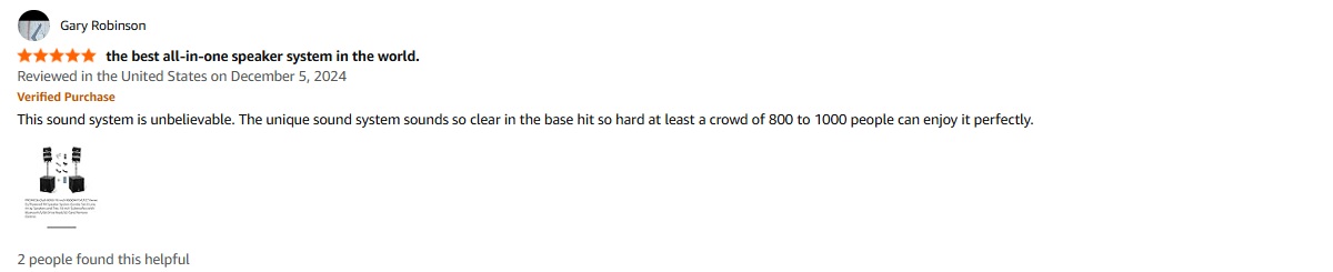 PRORECK Club 8000 all-in-one PA system review mentioning clear sound and hard-hitting bass for 800 to 1000 people.