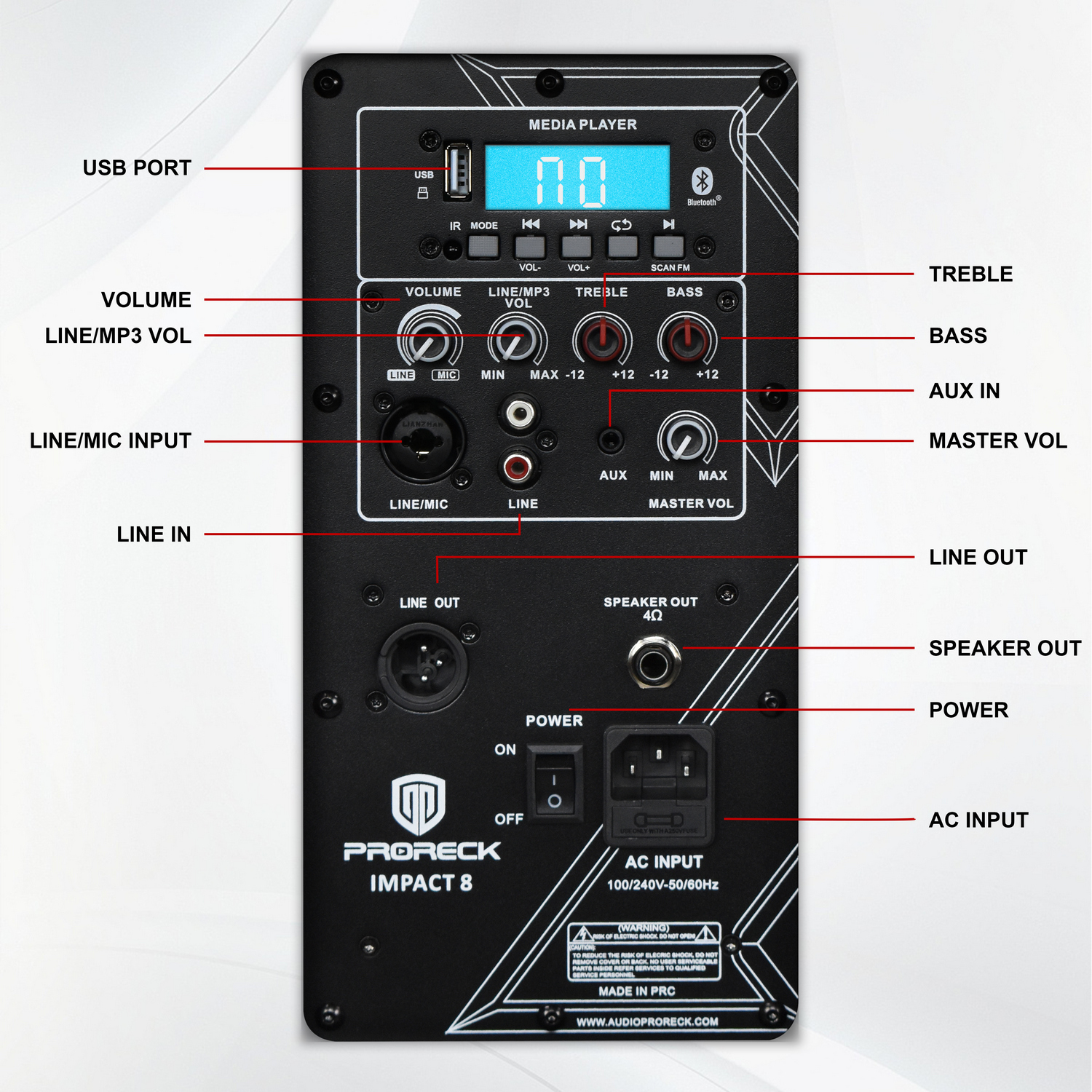 PRORECK Impact8 – 600W Portable PA System with 8” Bluetooth Speakers