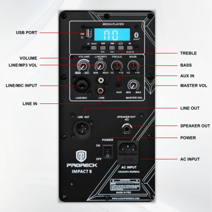 PRORECK Impact8 – 600W Portable PA System with 8” Bluetooth Speakers