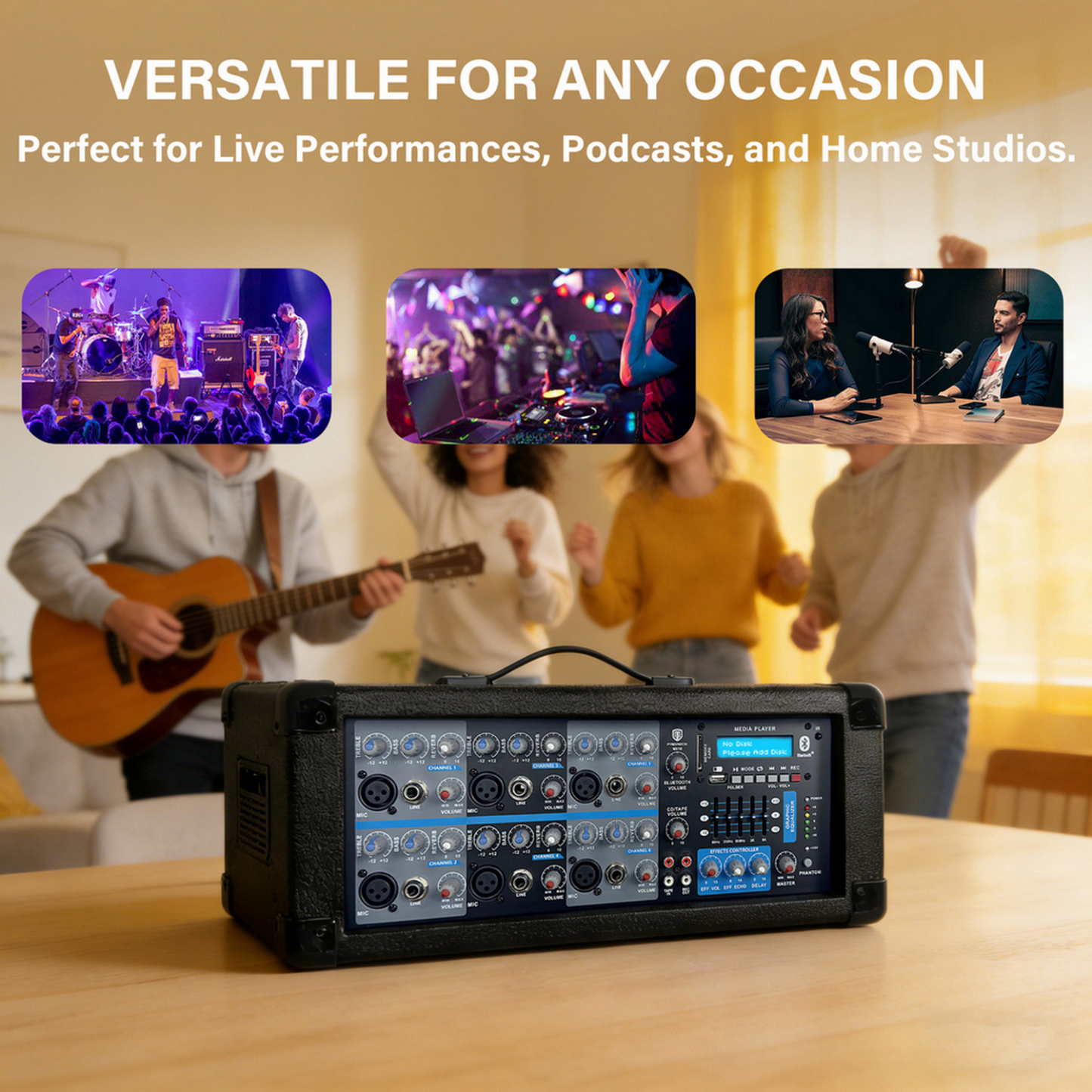 PRORECK MX16 audio mixer used for a party, a small live show, and an interview setup