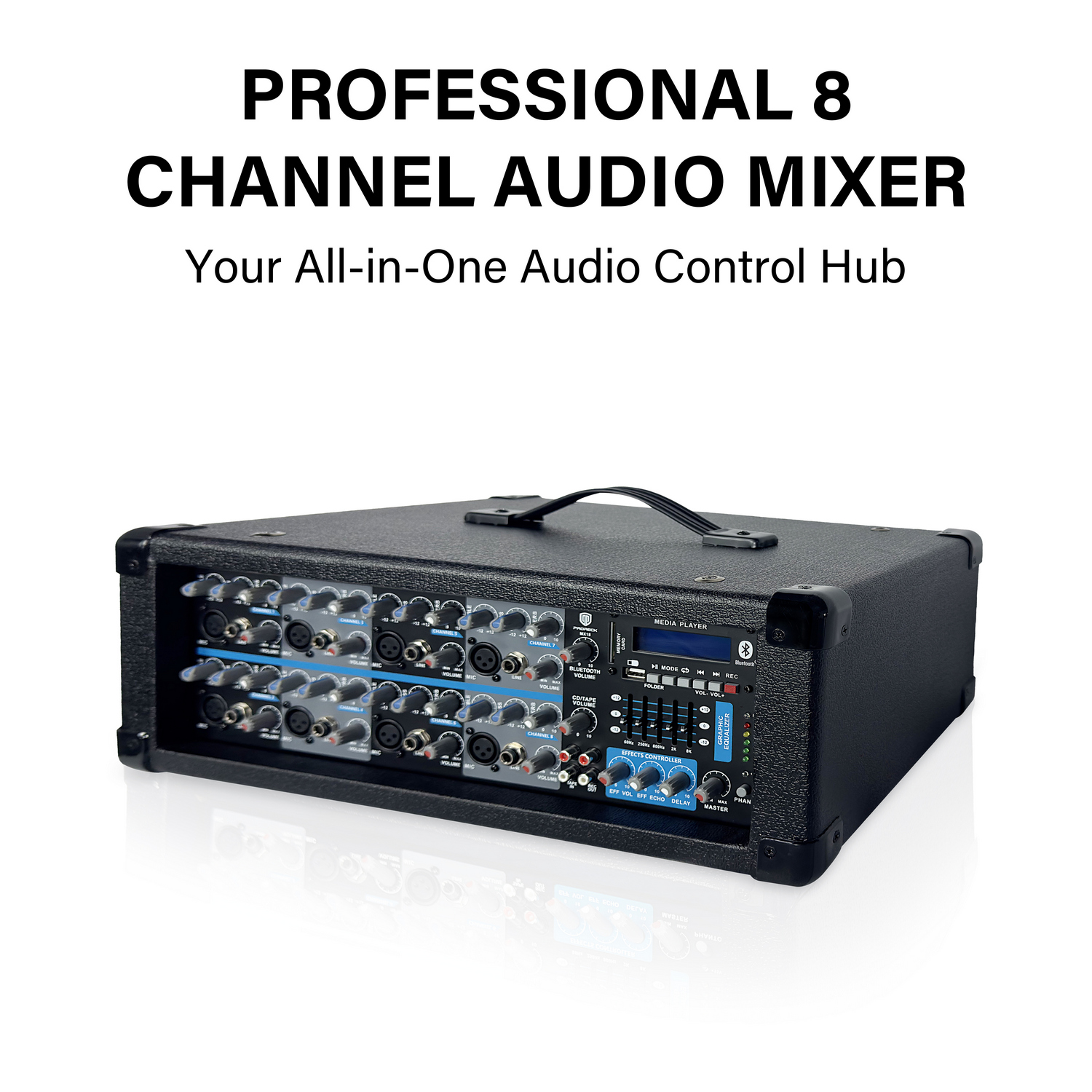 PRORECK MX18 8-Channel Powered Mixer, Bluetooth + USB