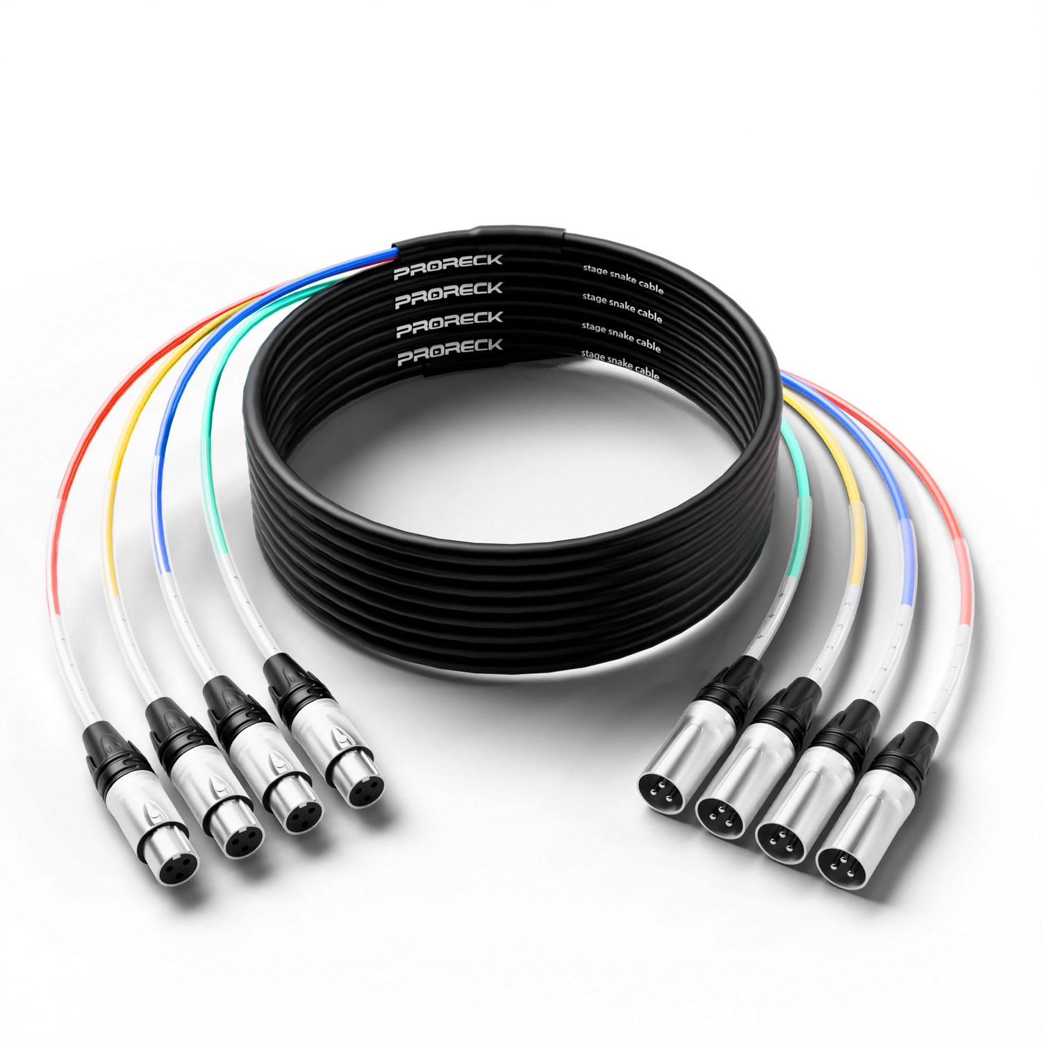 PRORECK PR-XLR XLR-4x25 25ft 4 channel XLR male to XLR female audio cable main view