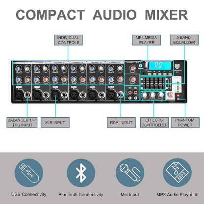 PRORECK Speaker MX15 15inch 2500W 8 Channel Bluetooth Powered PA System Mixer