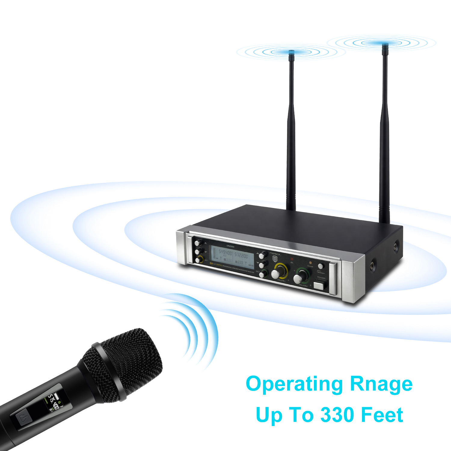 UK-2000 UHF wireless microphone system long-range performance (line of sight)