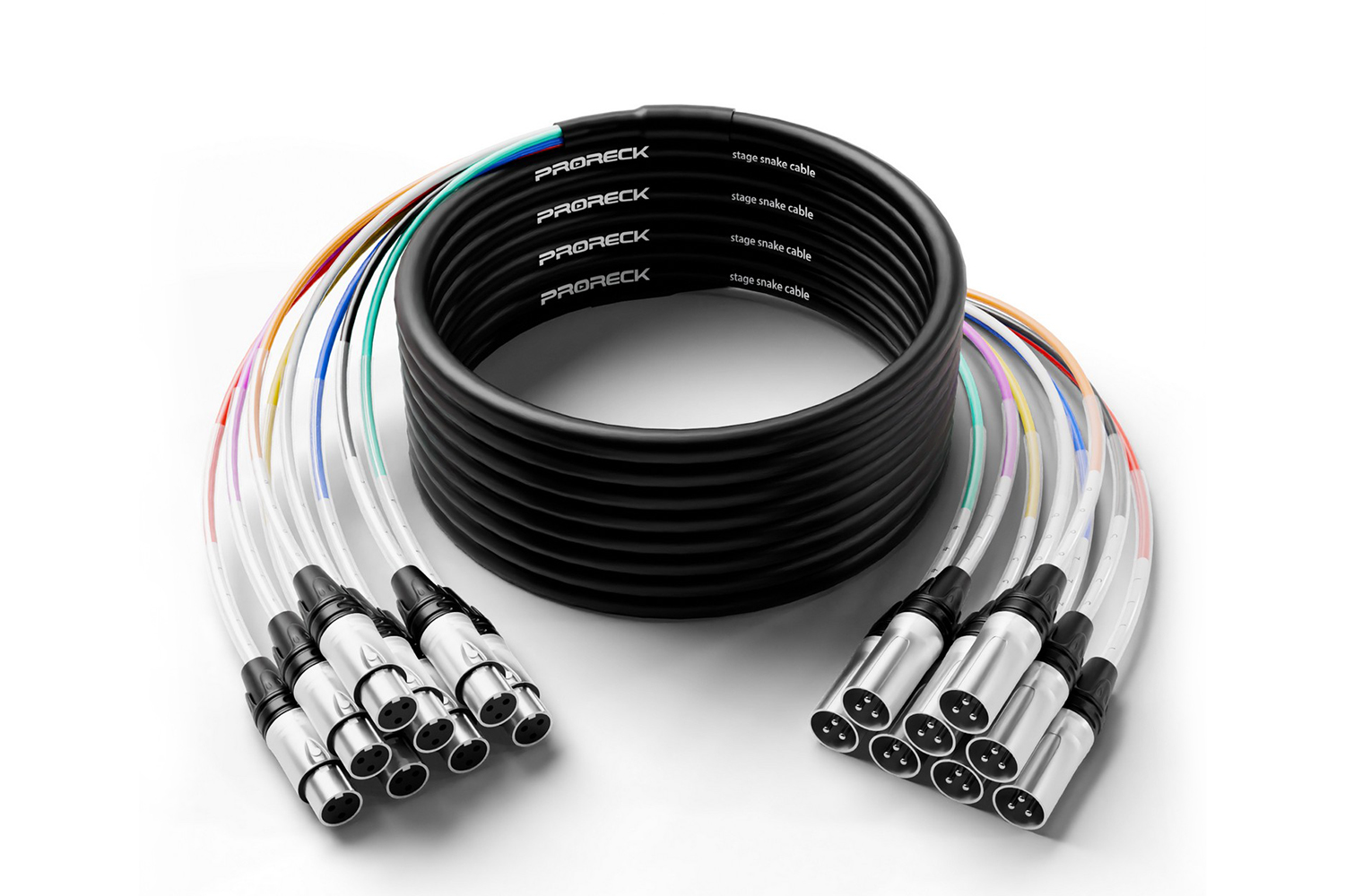 Detailed view of PRORECK 25ft XLR to XLR cable showing durable shielding