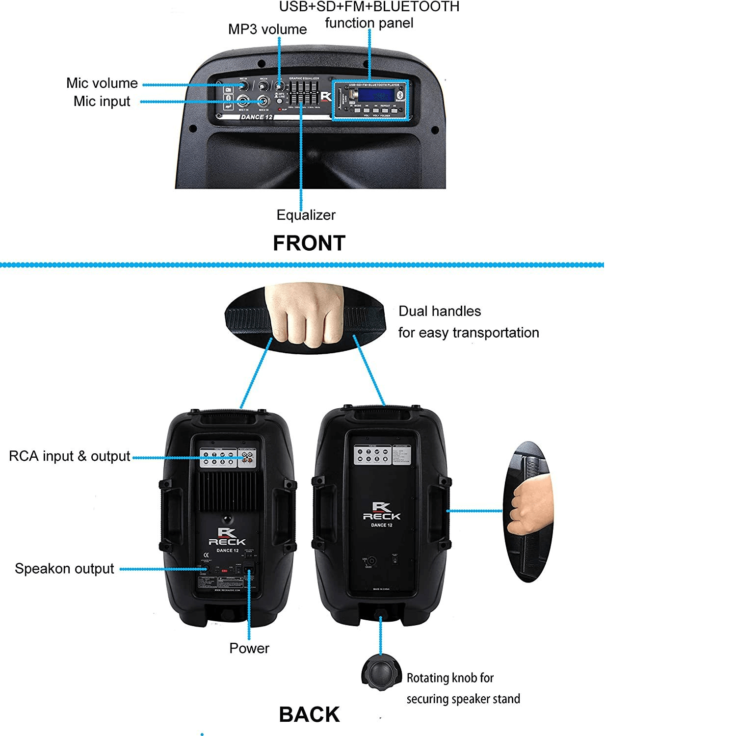 Proreck Dance 12 | Party Speakers 12-Inch 540 Watts Proreck Speakers PA Speakers