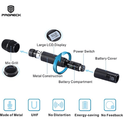 Proreck MX66 | Wireless Microphone System|Handheld Wireless Vocal Karaoke Machine