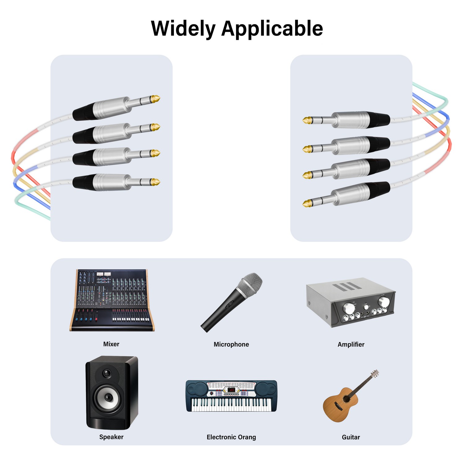 Pro audio setup using multiple TRS cables in studio environment