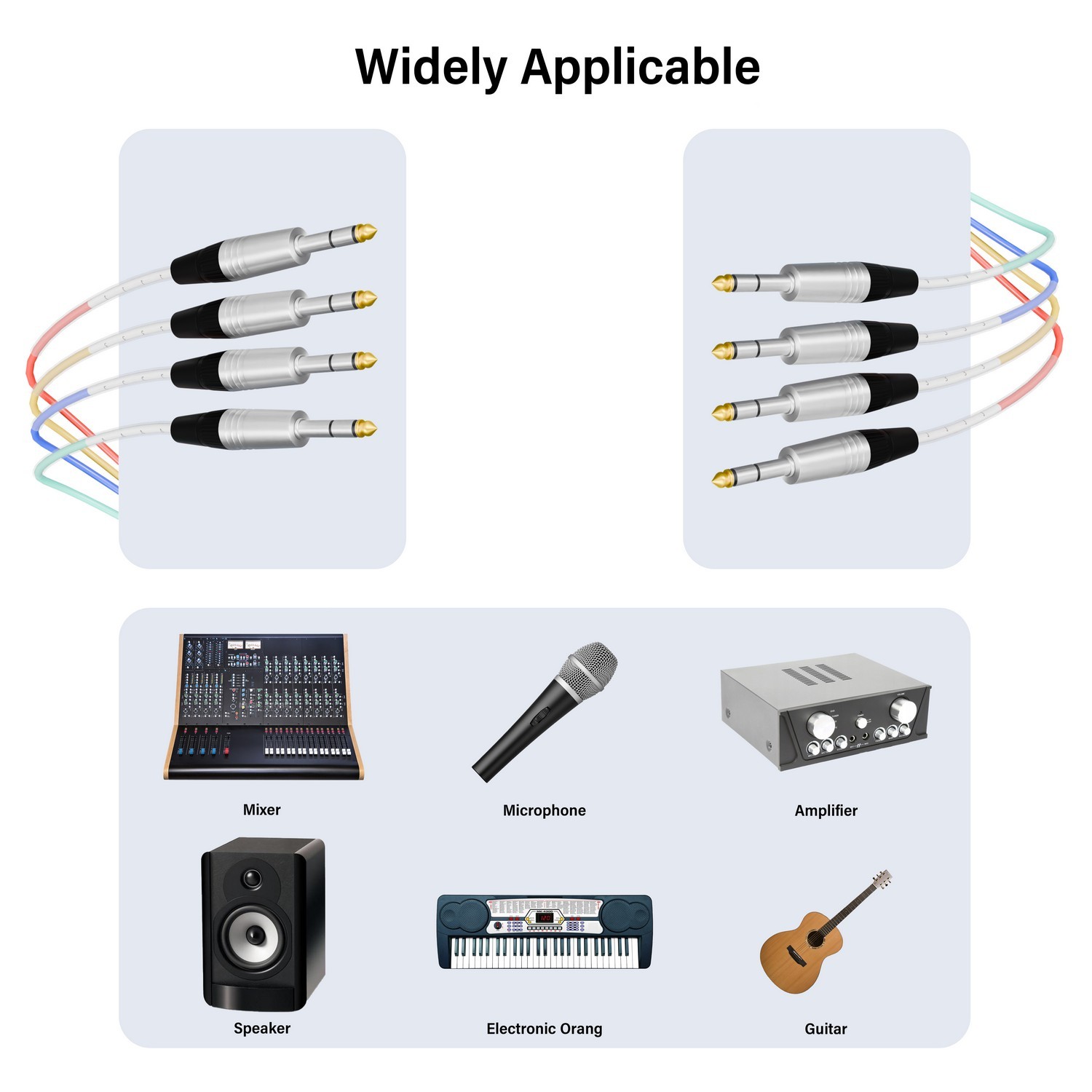Pro audio setup using multiple TRS cables in studio environment