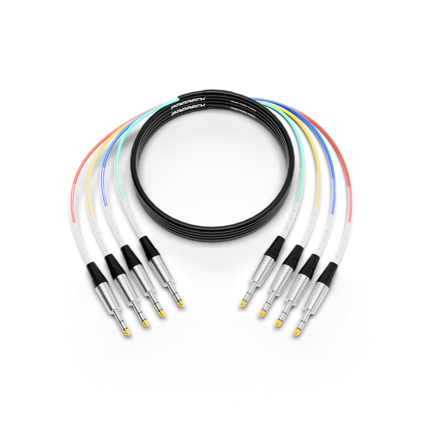 15ft TRS to TRS cable with 1/4" connectors, 4-head stereo patch cord for pro audio using