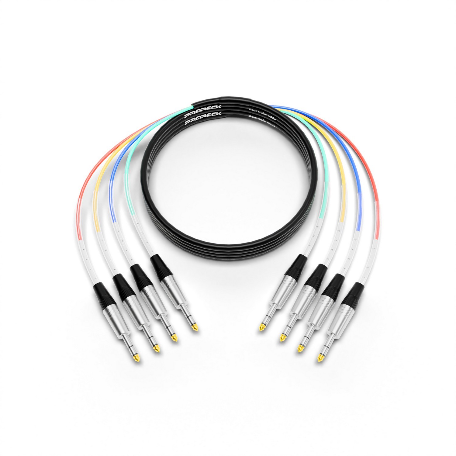 15ft TRS to TRS cable with 1/4" connectors, 4-head stereo patch cord for pro audio using