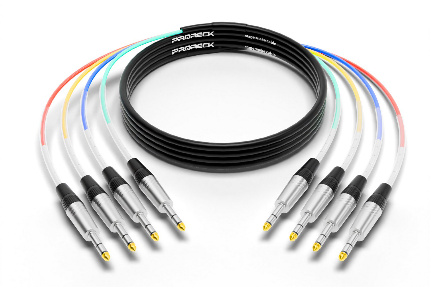 15ft TRS to TRS cable with 1/4" connectors, 4-head stereo patch cord for pro audio use