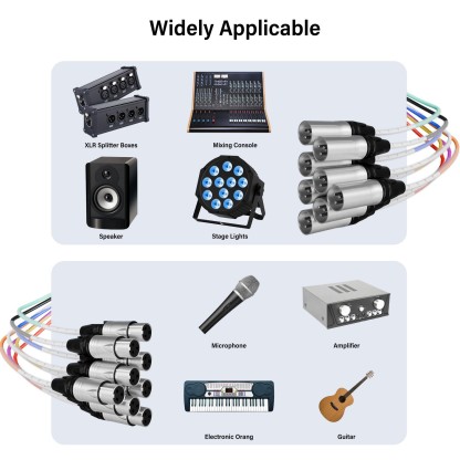 PRORECK 10ft 8-Channel XLR to XLR Cable | PR-XLR/XLR-8*10 | Live event application of 8-channel 10ft XLR snake cable used between stage box and powered speakers
