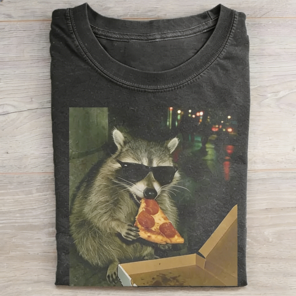Raccoon Eating Pizza T-shirt