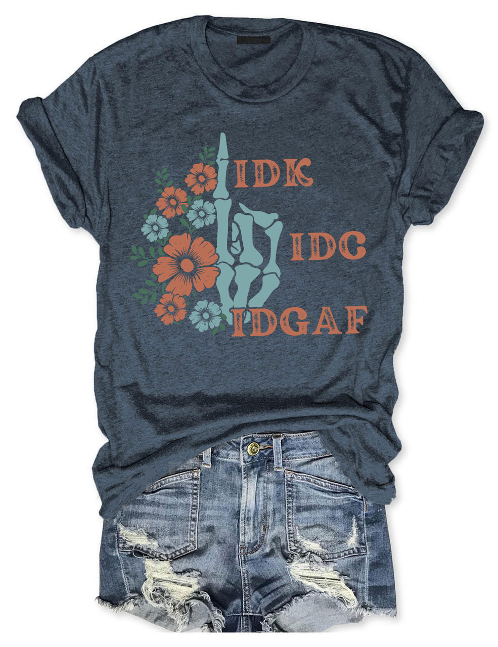 Retro Skeleton Hand IDGAF T-shirt