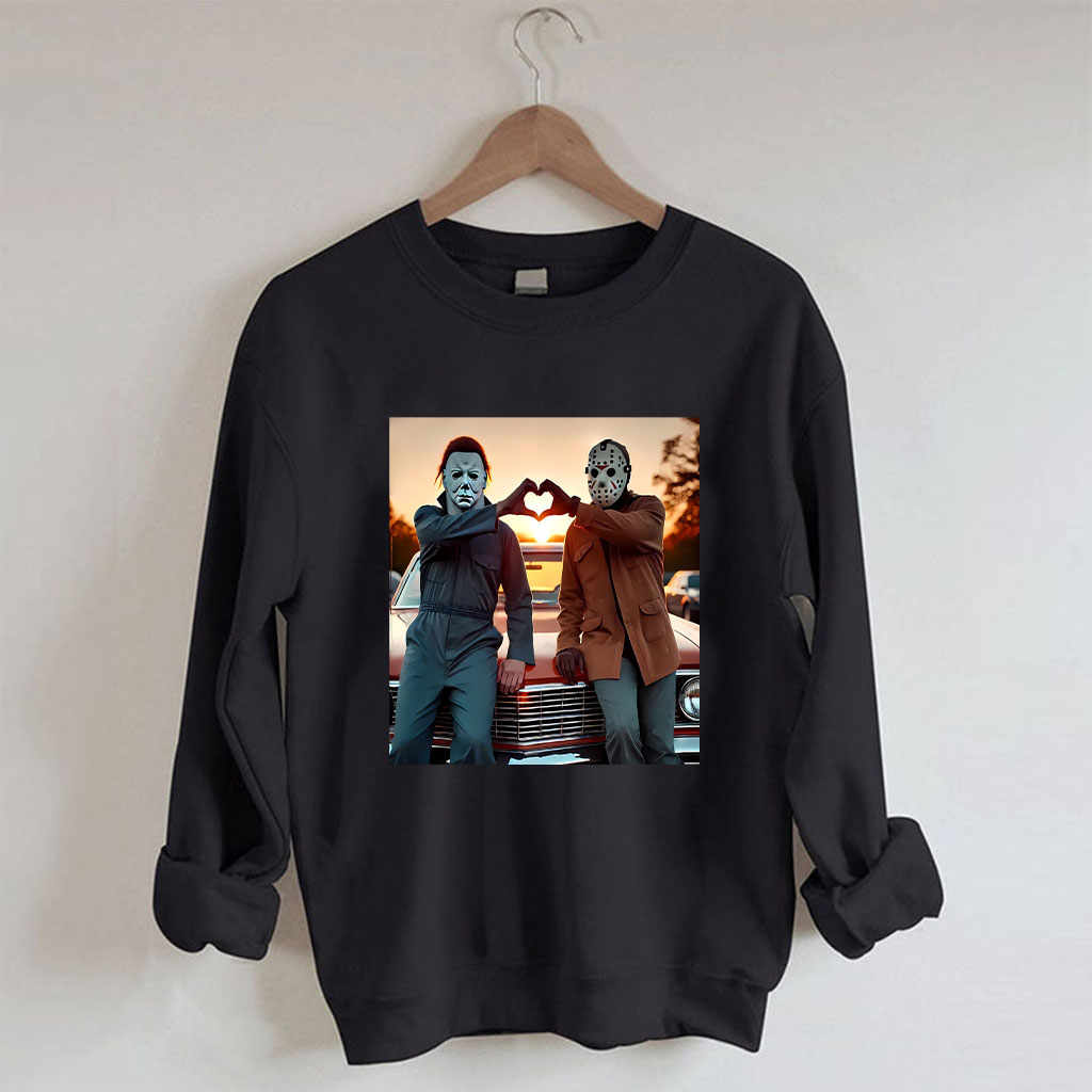 Horror Movie Characters Heart Hands Funny Sweatshirt